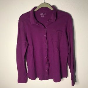 LL bean purple long sleeve shirt collared button, size M